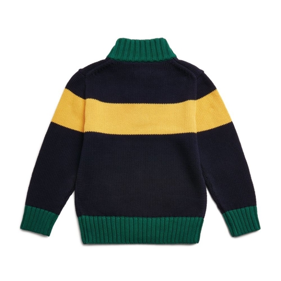 Polo Ralph Lauren Cotton Quarter-Zip Jumper Sweater XL/TG (18-20) Navy Multi - Picture 7 of 13